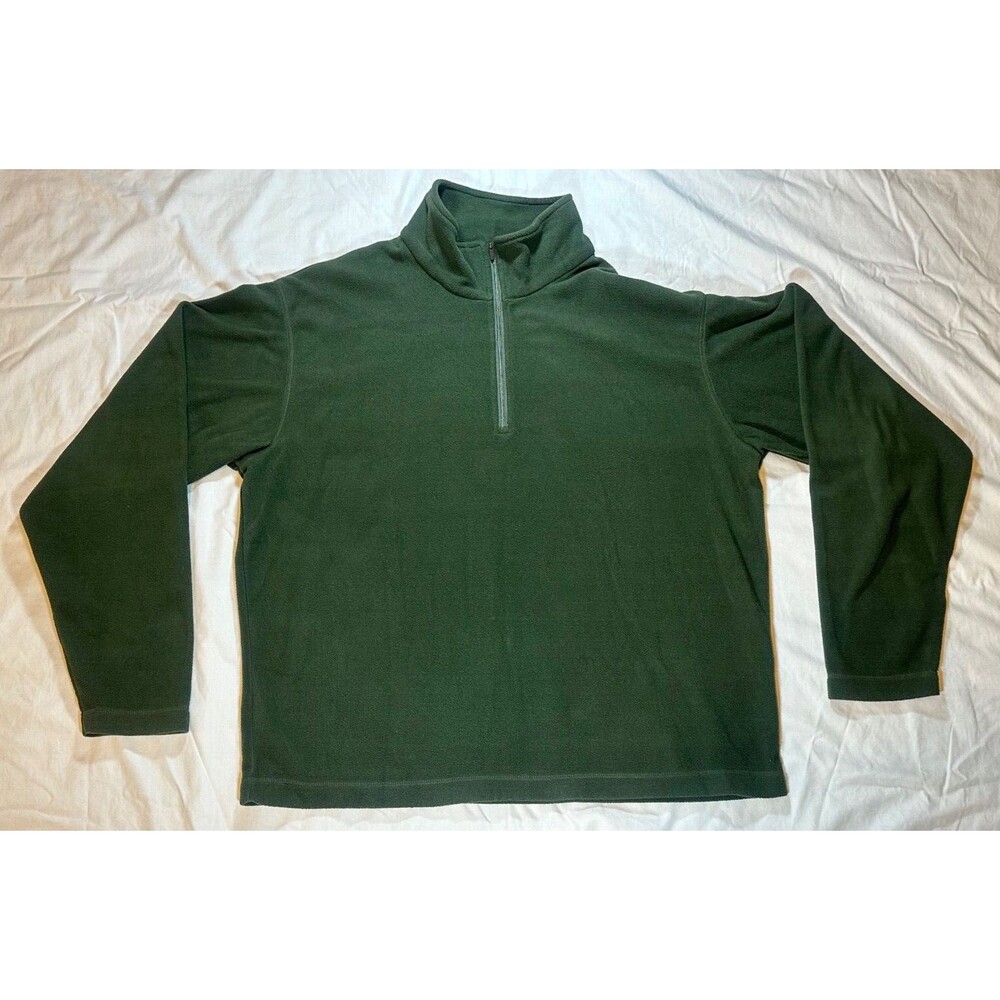 Cabela's 1/4 Zip Fleece Jacket Men's L Green Pullover Polyester Sweater